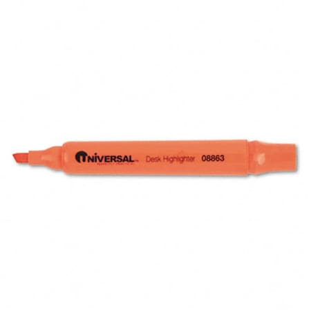 Universal 08863 Desk Highlighter- Chisel Tip- Fluorescent Orange- 12/Pk
